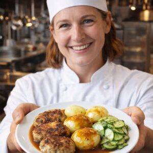 Frikadeller m kartofler og surt