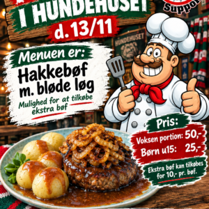 Hakkebøf m. bløde løg